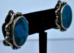 Sterling Silver Turquoise Clip-On Earrings.
