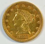 Razor-sharp 1853 US $2.50 Liberty Gold Piece. Nice