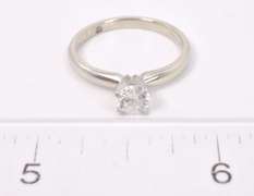 Classic Solitaire Diamond Set in Engraved 14K White Gold Ring
