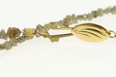 14K Yellow Gold Raw Pyrite Stone Beaded 3.3mm Statement Necklace