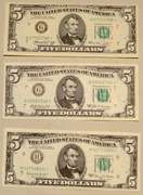 3 Star $ 5 FRN  1963 A 1969 A And 1974