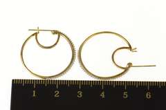 10K Yellow Gold 25.0mm Classic Diamond Statement Hoop Earrings