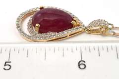 Juicy Massive 11.00CTS Pear Cabochon Cut Natural Star Ruby & White Sapphire Necklace in Sterling Silver