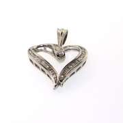 Contemporary 14kt White Gold Heart-Shaped Pendant with Baguette Diamonds