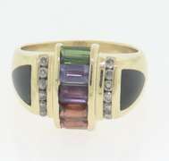 Captivating Yellow Gold Multi Gemstone and Diamond Ring