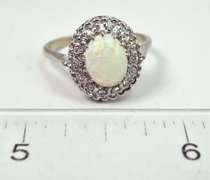 Beautiful Opal & Diamond Ring, 14KT