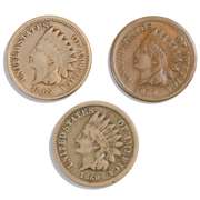 1860 1862 CN  & 1864 Bronze Indian Cents