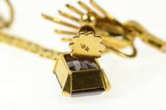 18K Yellow Gold Ornate Retro Amethyst Dangle Screw Back Earrings