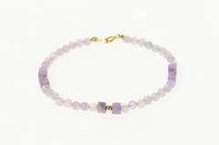 14K Yellow Gold Rose Quartz Amethyst Beaded Statement Bracelet
