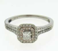 Brilliant Princess Cut in Double Halo w Split Shank Diamond Setting