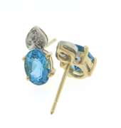 Fabulous Blue Topaz and Diamond Pendant on Chain w Matching Earrings