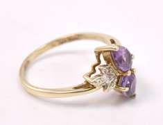 Darling Ladies Ring with Amethyst and Diamonds in Yellow Gold