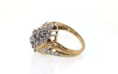 Contemporary 14kt Yellow Gold Diamond Cluster Ring
