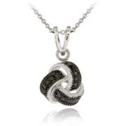 Sterling Silver Black Diamond Accent Love Knot Pendant