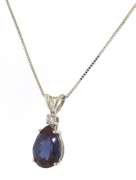 Set of Synthetic Alexandrite Pear Shaped Pendant and Earrings