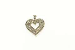 14K White Gold Diamond Encrusted Heart Love Symbol Pendant