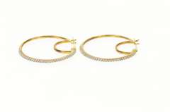 10K Yellow Gold 25.0mm Classic Diamond Statement Hoop Earrings