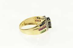 14K Yellow Gold Oval Sapphire Diamond Halo Ruby Emerald Ring