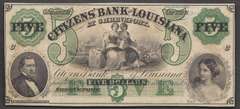 $5 18XX Remainder, unsigned Citizens bank of Shreveport LA