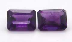 Great Pair of Emerald Cut African Amethyst Gemstones, 22.87cts