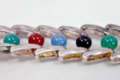 Multi-Gem Fancy Link Bracelet, Sterling
