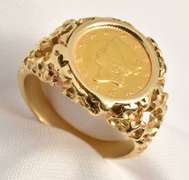 Tasteful 1851 $1 Gold Piece Ring