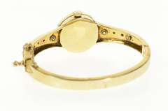 18K 0.80 Ctw Victorian Blue Enamel Diamond Bangle Women's Watch