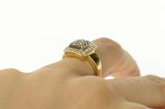 14K Yellow Gold 0.39 Ctw Fancy & White Diamond Halo Statement Ring