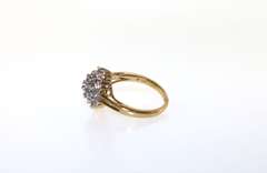 14kt Yellow Gold Diamond Cluster Ring with Baguettes