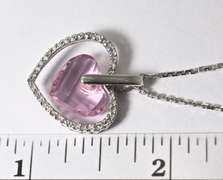 Stunning Pink Topaz and Diamond Heart 14K Pendant