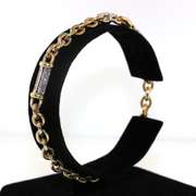 14kt Yellow Gold Cable Chain Bracelet with Showpiece Diamonds