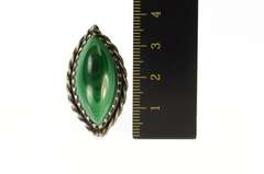 Sterling Marquise Malachite Cabochon Rope Trim Ring