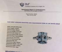 Majestic White Gold Cushion Aquamarine and Diamond Ring