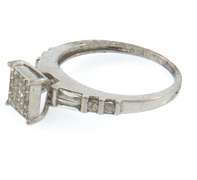 Wonderful 14k white gold square diamond cluster ring