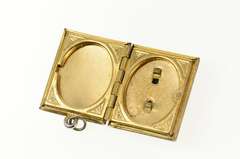Gold Filled Retro Black Onyx Cameo Book Photo Locket Charm/Pendant