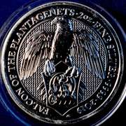 2019 Australia 5 Pounds Queens Beast Falcon Of The Plantagents 2oz Silver Coin.