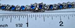 Sterling Silver Alternating Blue Gemstone Bracelet.