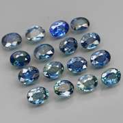 Heated only! 3.89ct blue green Sapphire set