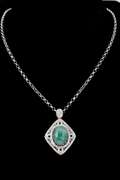Mesmerizing Massive 10.91CTS Cabochon-Cut Emerald & Sapphire Necklace in Sterling Silver