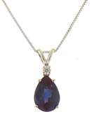 Set of Synthetic Alexandrite Pear Shaped Pendant and Earrings