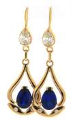 Charming 18kt Blue and White CZ Dangle Earrings