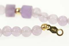 14K Yellow Gold Rose Quartz Amethyst Beaded Statement Bracelet