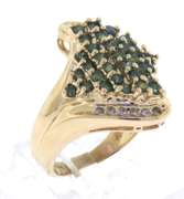 Charming Irr Green and White Diamond Cluster Ring