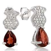 1 3/4 CARAT GARNET 925 STERLING SILVER EARRINGS
