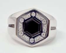 Men's Onyx Ring with Diamonds in White Gold