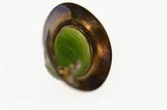 14K Yellow Gold Ornate Green Agate Scarab Enamel Detail Charm/Pendant