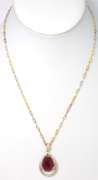 Juicy Massive 11.00CTS Pear Cabochon Cut Natural Star Ruby & White Sapphire Necklace in Sterling Silver