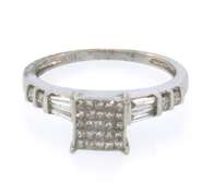 Wonderful 14k white gold square diamond cluster ring