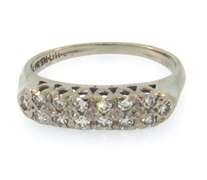 Double row 14k white gold diamond band ring