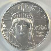 PCGS MS69 graded 2004 $25 Statue of Liberty Platinum Eagle